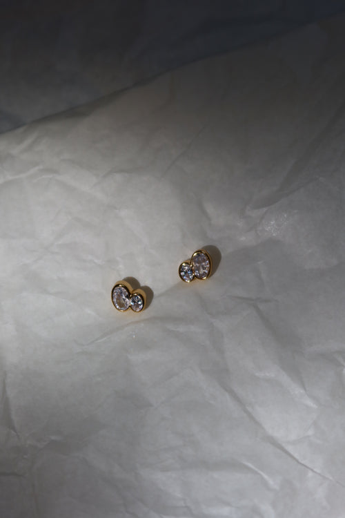 Oval Twin Stud Earrings