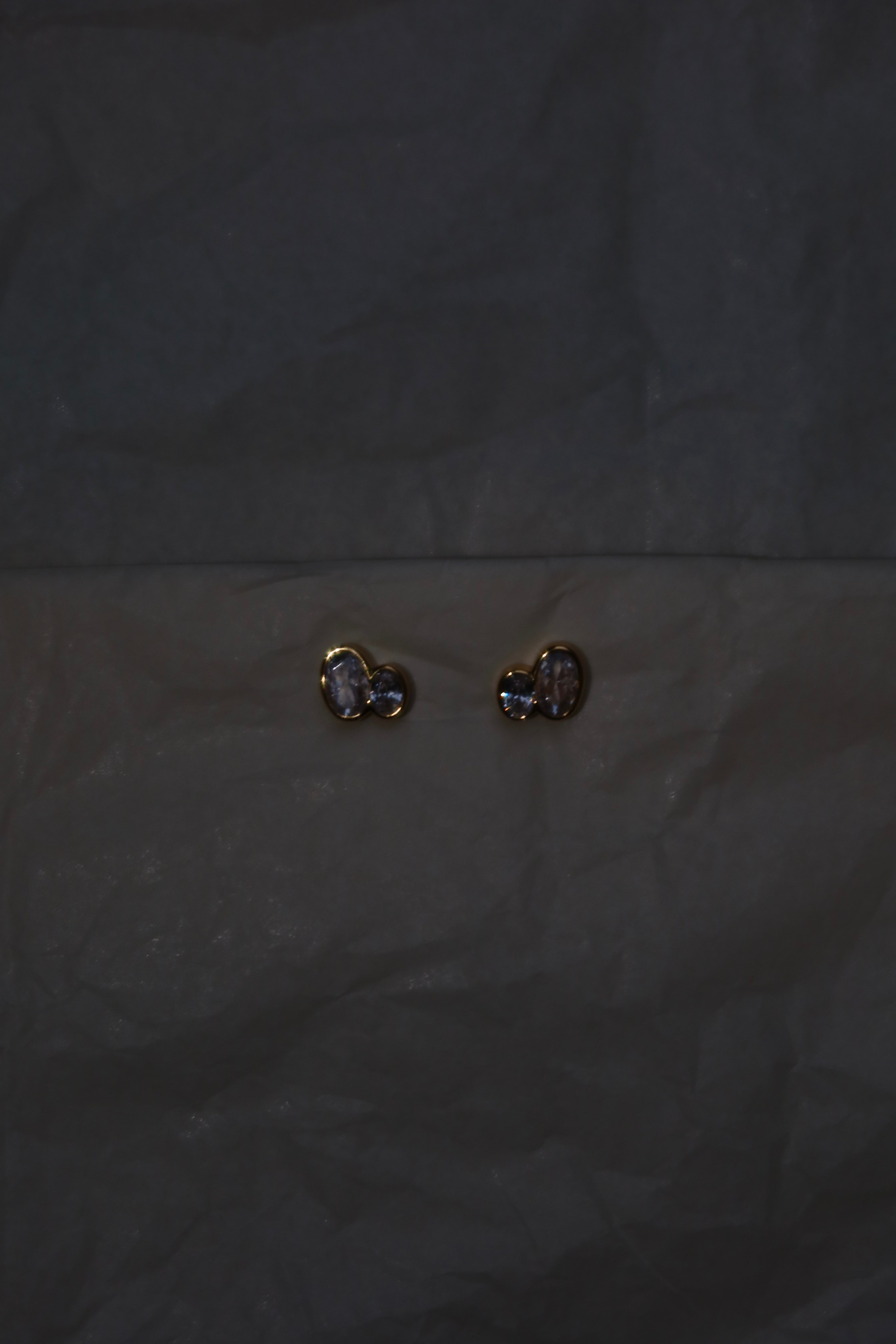 Oval Twin Stud Earrings