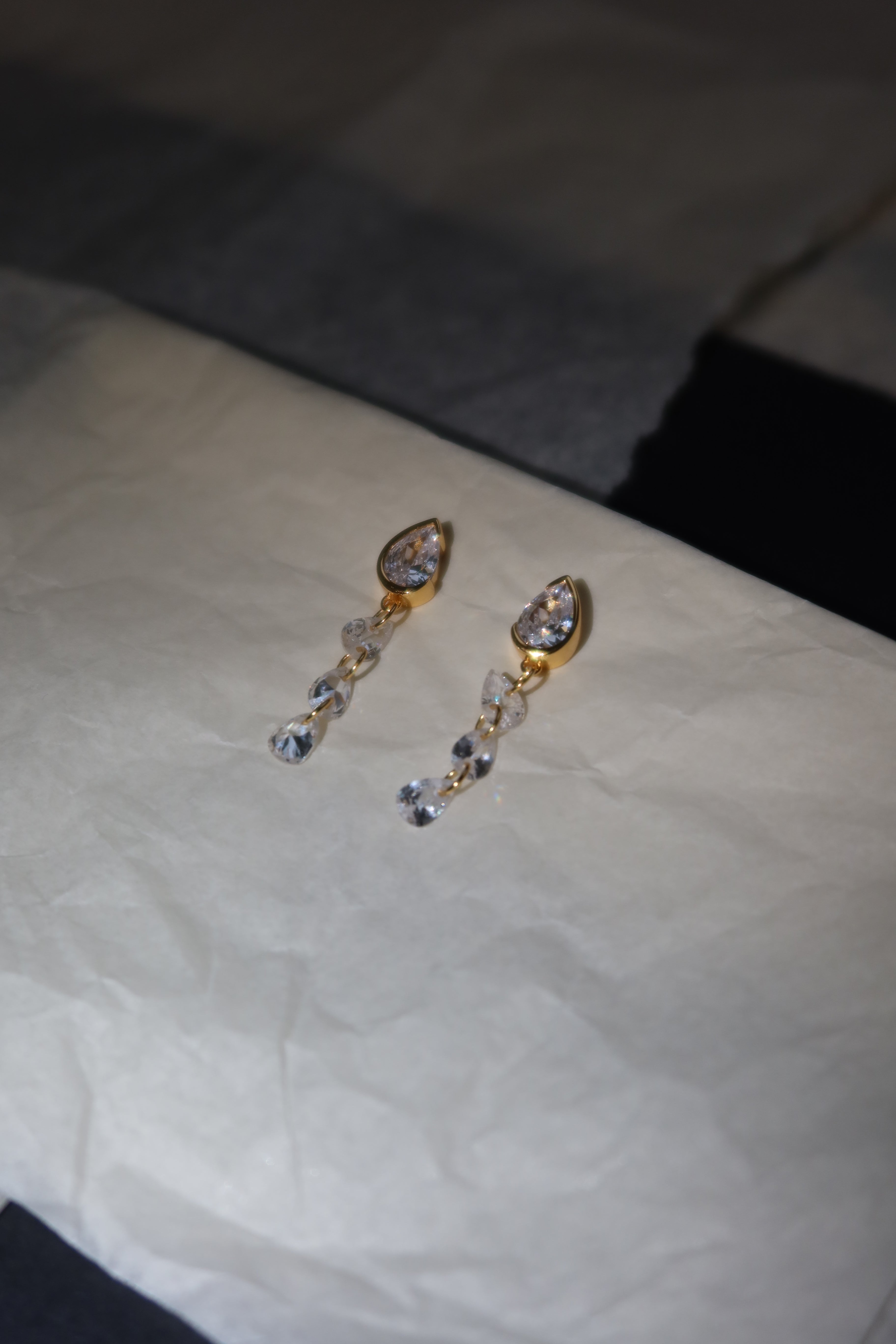 Droplet Earrings with Dangling Pear-Shaped Accents