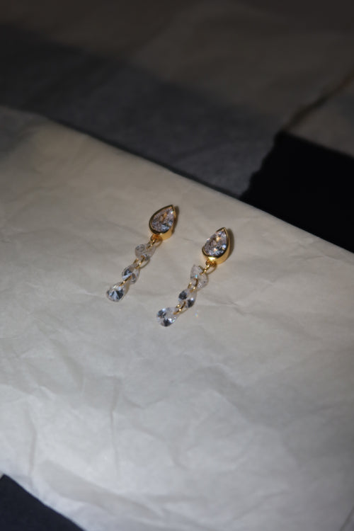 Droplet Earrings with Dangling Pear-Shaped Accents