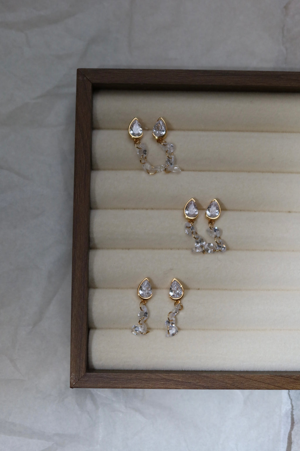 Droplet Earrings with Dangling Pear-Shaped Accents