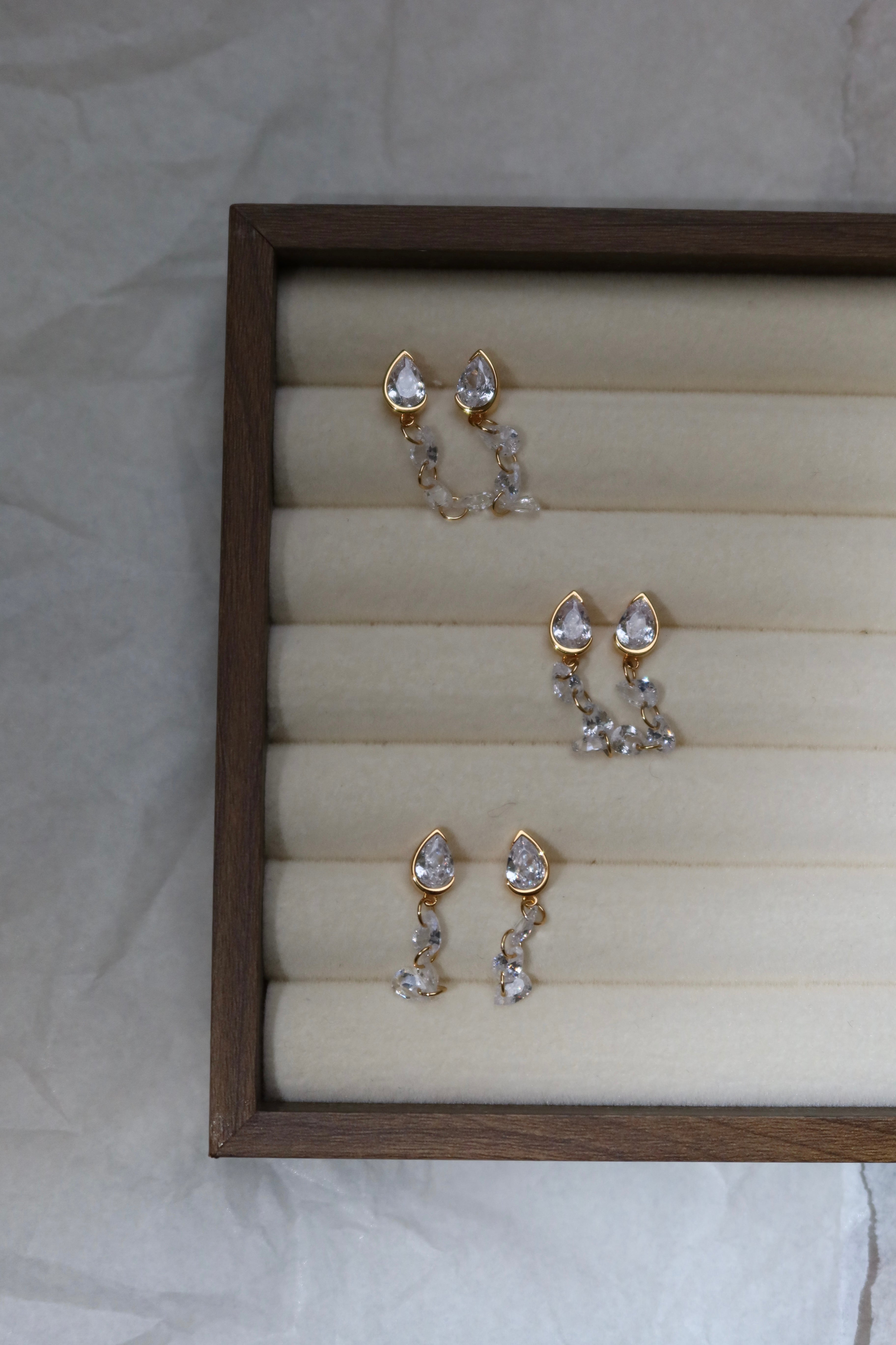 Droplet Earrings with Dangling Pear-Shaped Accents