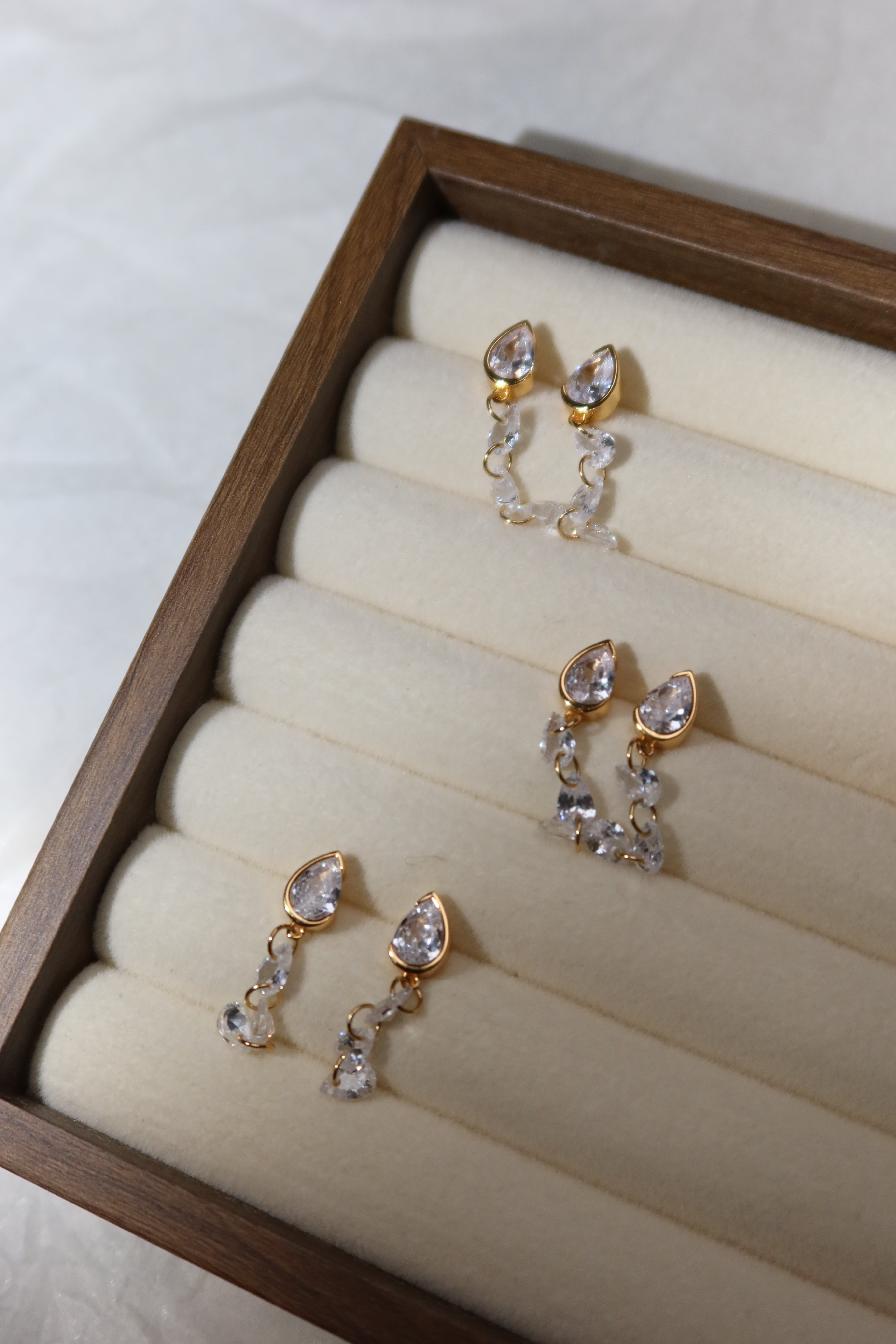 Droplet Earrings with Dangling Pear-Shaped Accents